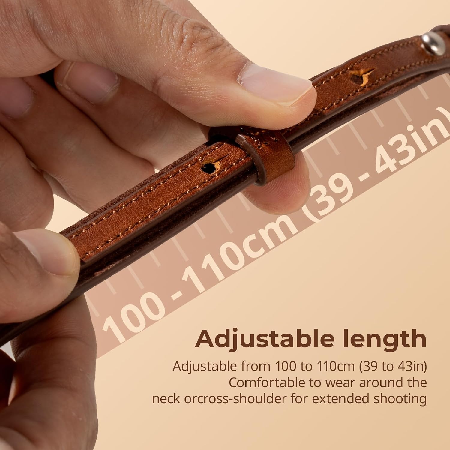 Leather Camera Shoulder Strap, detail view