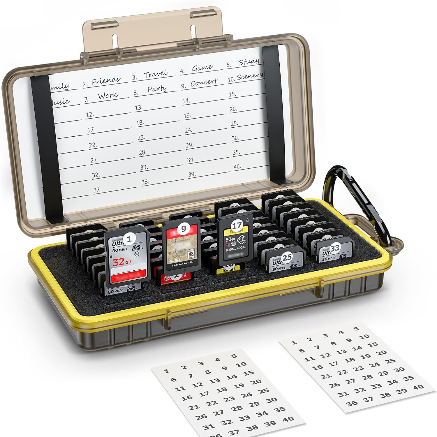 40-Slot SD Card Case with Carabiner: image 1