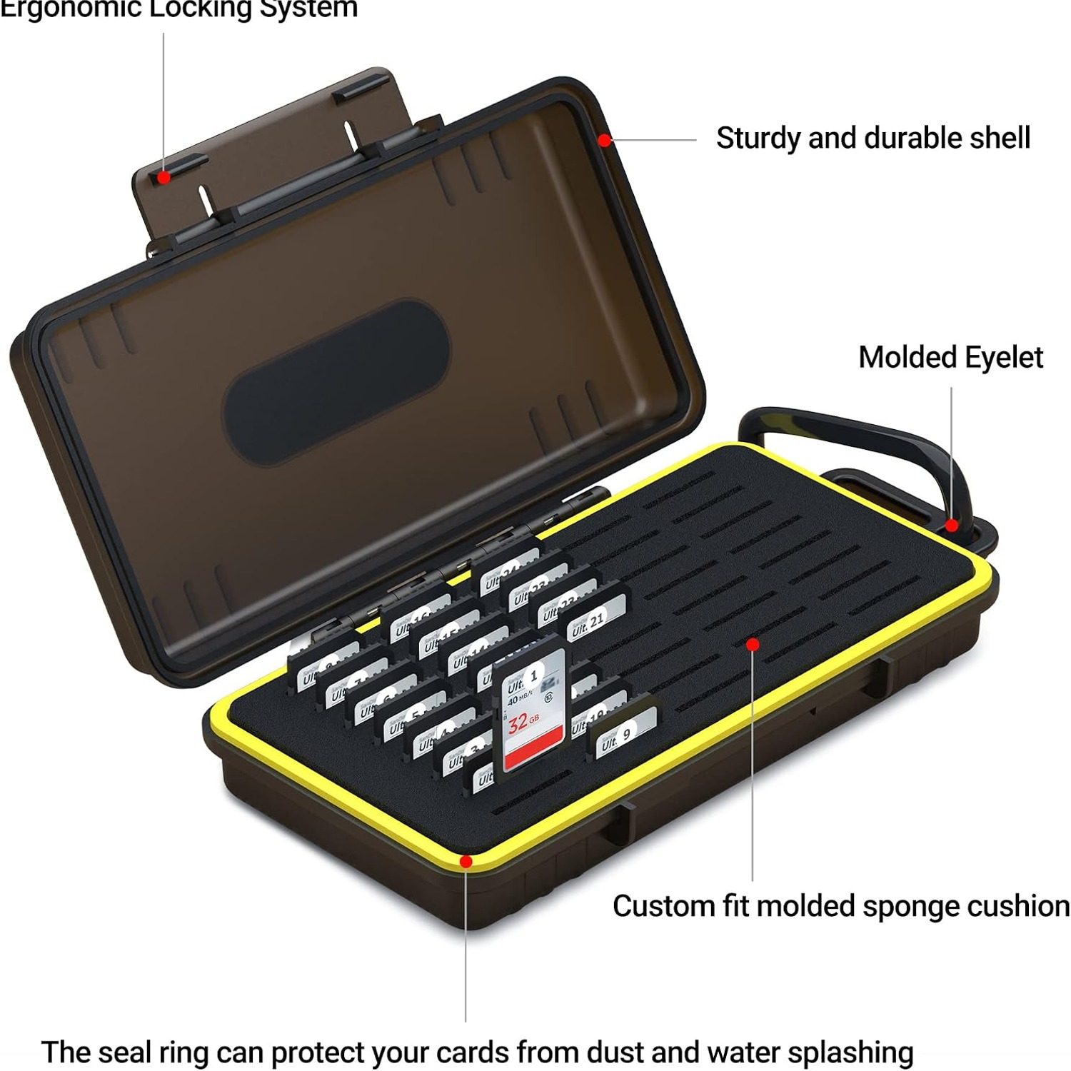 40-Slot SD Card Case with Carabiner: image 3