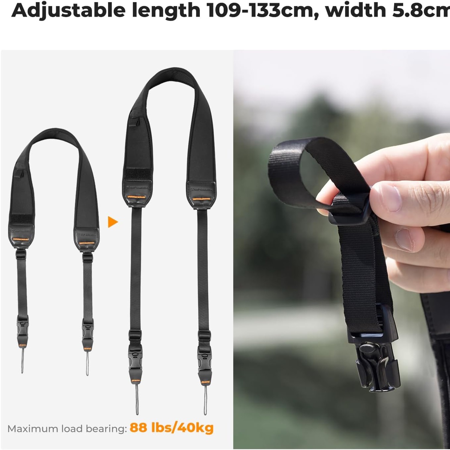 Wide Neoprene Camera Strap with Zip Pocket: image 2