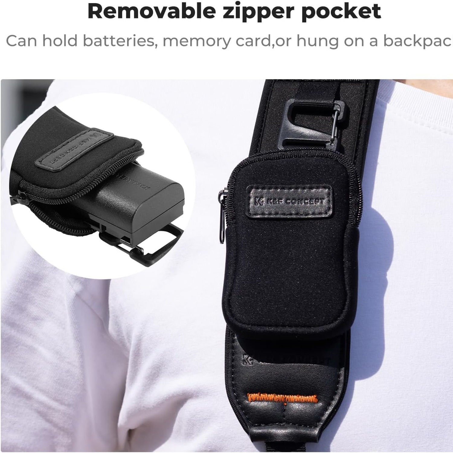 Wide Neoprene Camera Strap with Zip Pocket: image 6