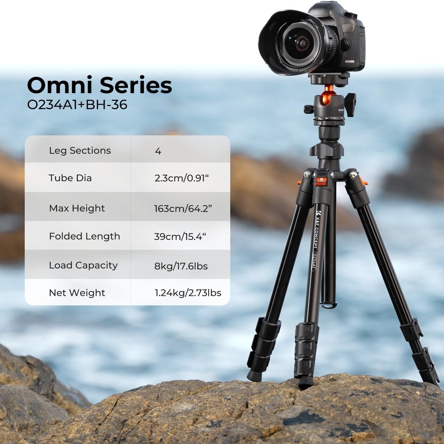 163cm Lightweight Travel Camera Tripod with 28mm Ball Head: image 2