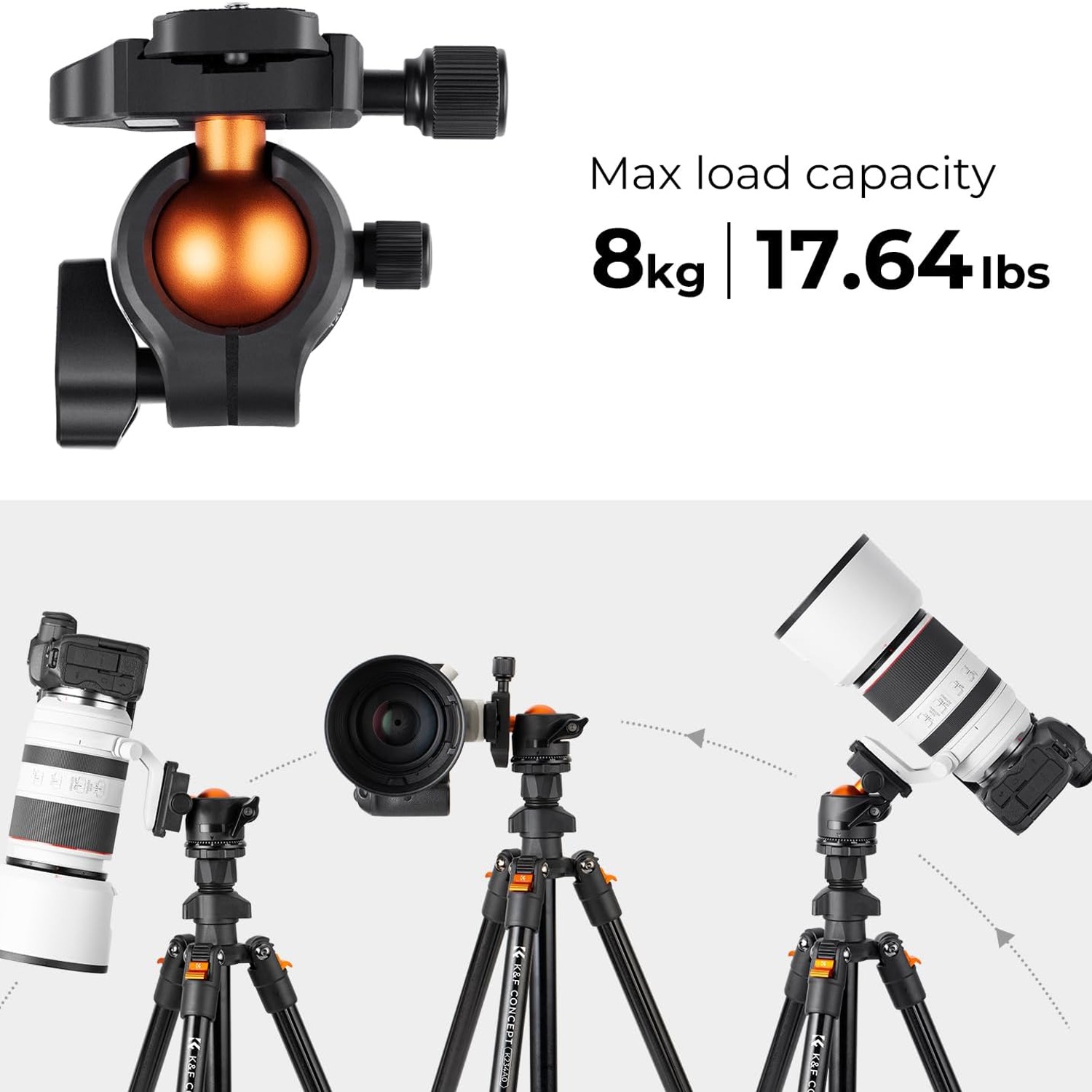 163cm Lightweight Travel Camera Tripod with 28mm Ball Head: image 4