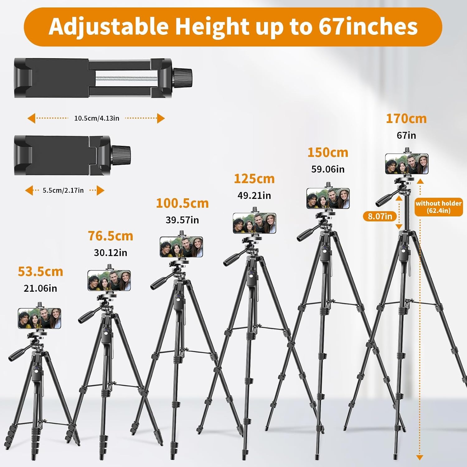 170cm Aluminium Camera Tripod with Phone Mount, Remote and Travel Bag: image 2