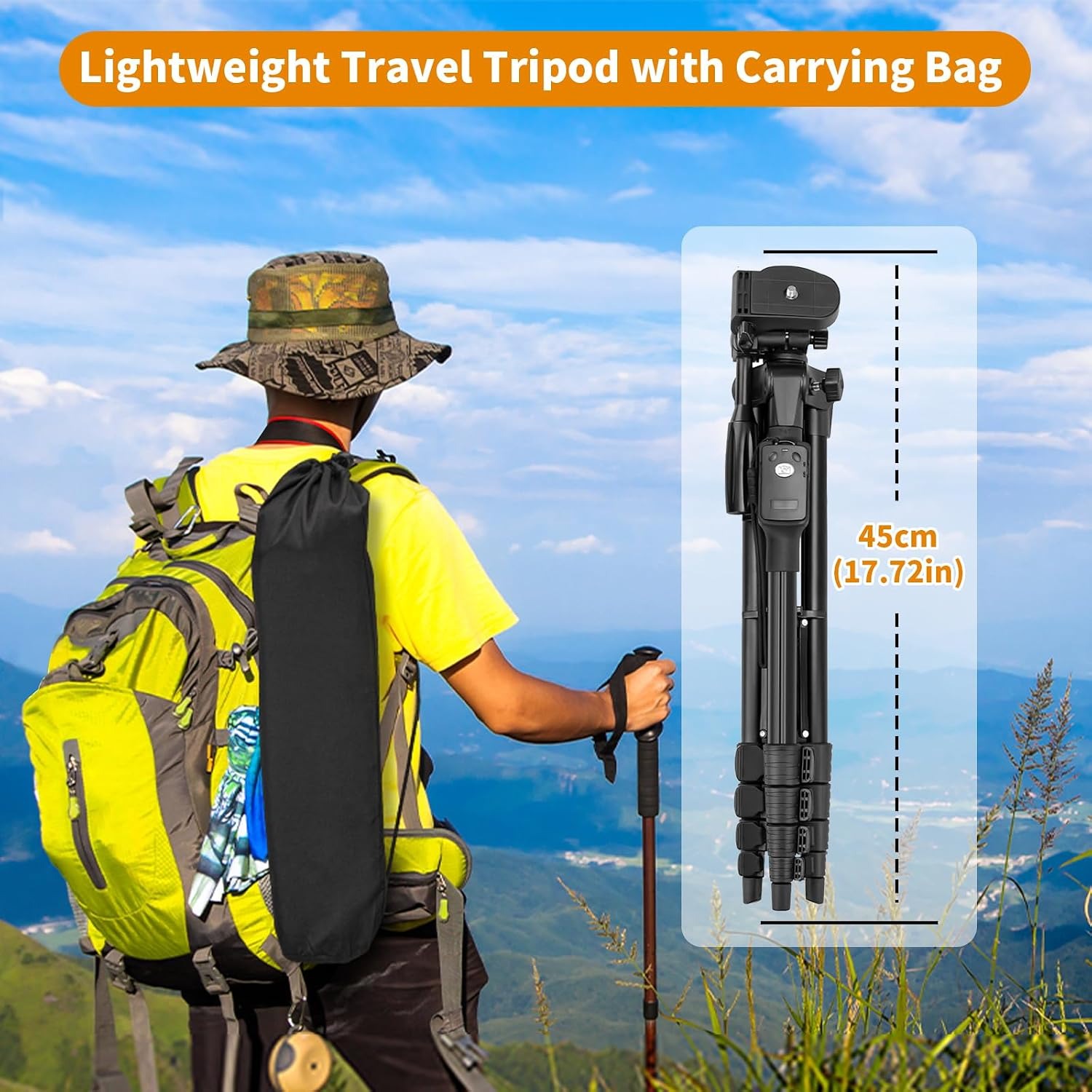 170cm Aluminium Camera Tripod with Phone Mount, Remote and Travel Bag: image 6