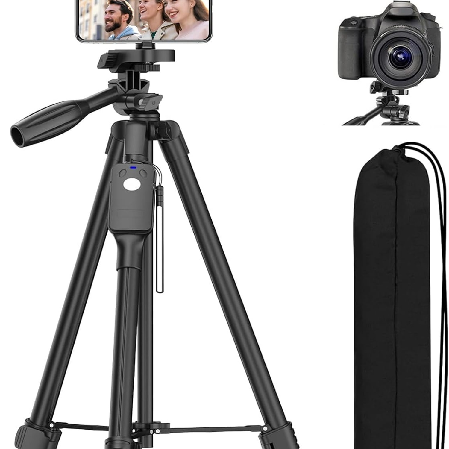 170cm Aluminium Camera Tripod with Phone Mount, Remote and Travel Bag: image 1