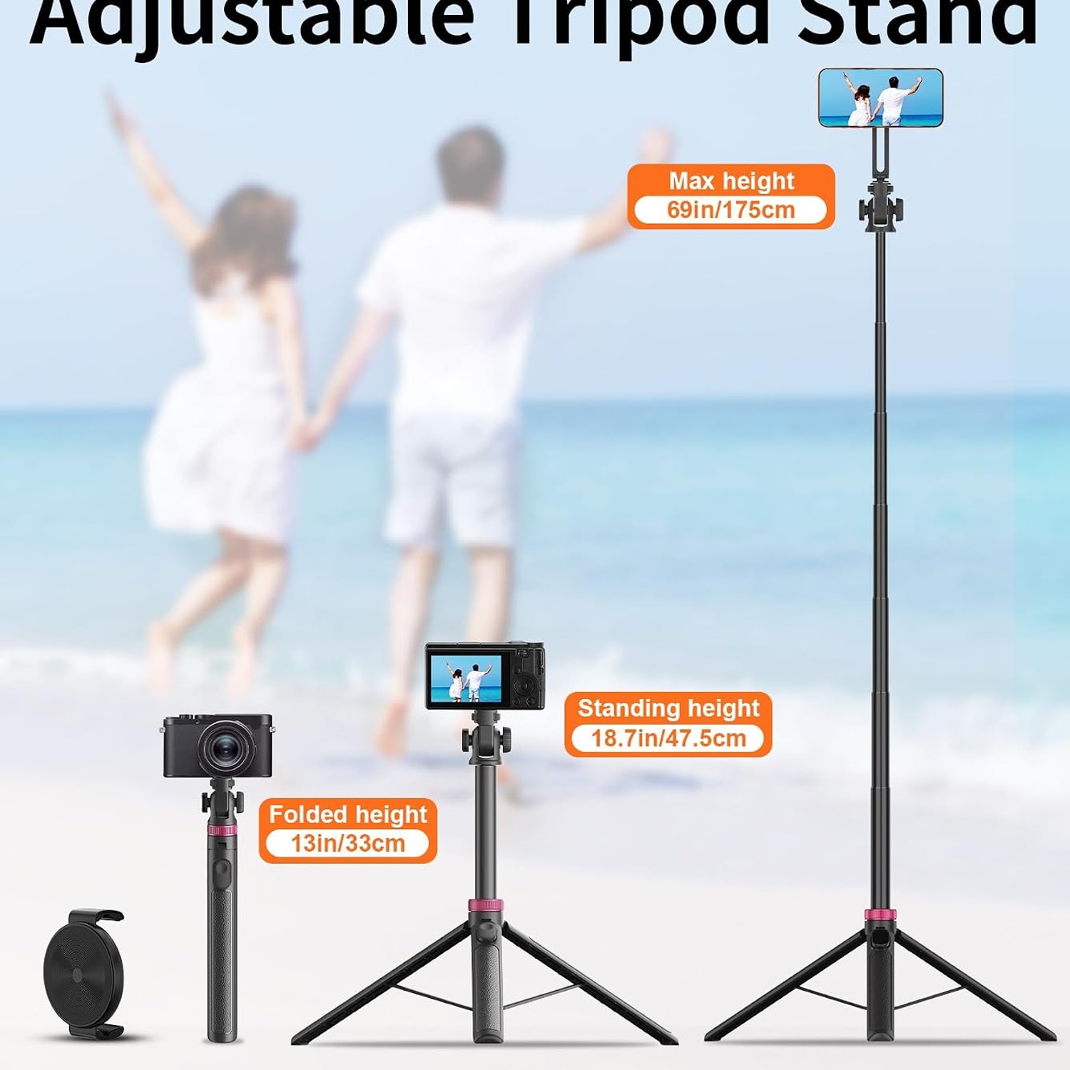 Magnetic Phone Tripod and Selfie Stick 175cm with Wireless Remote: image 4