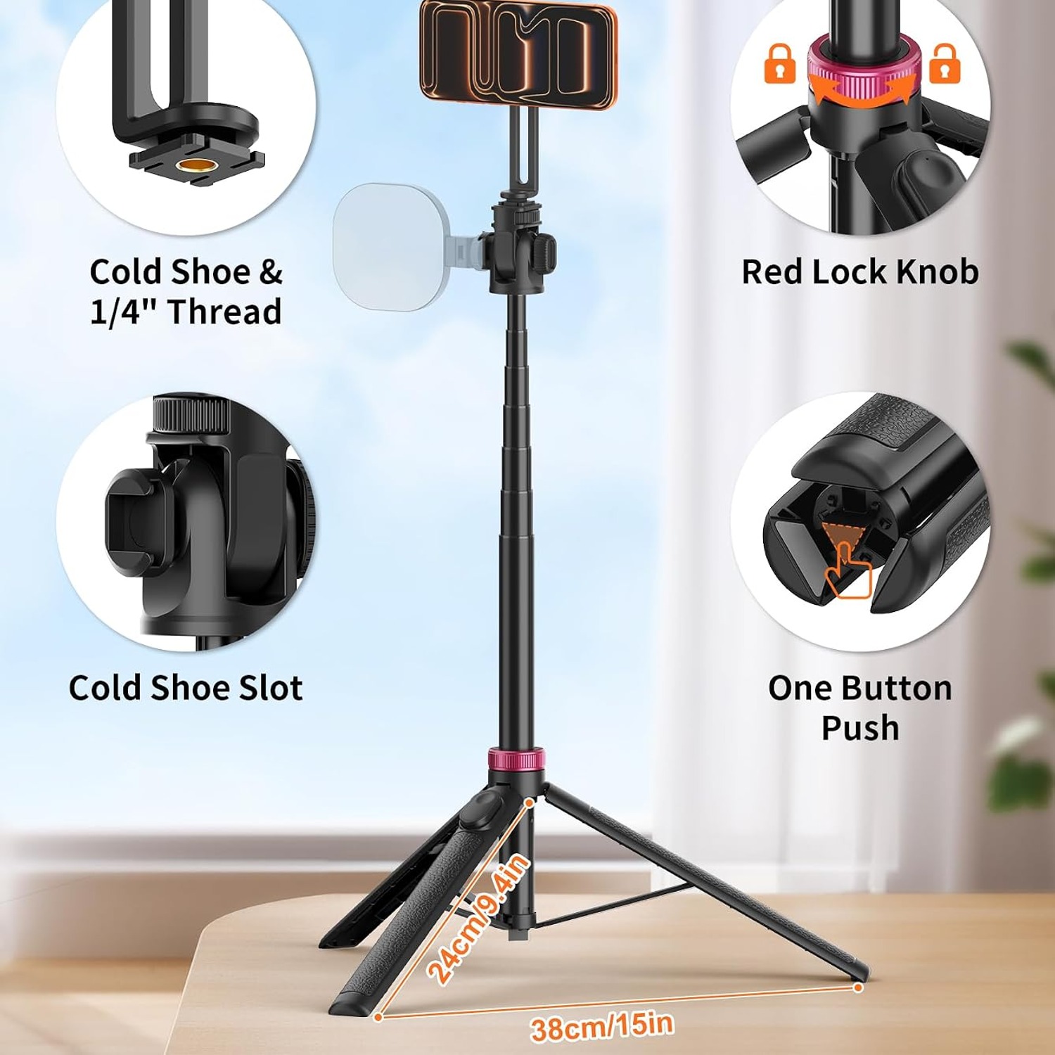 Magnetic Phone Tripod and Selfie Stick 175cm with Wireless Remote: image 5