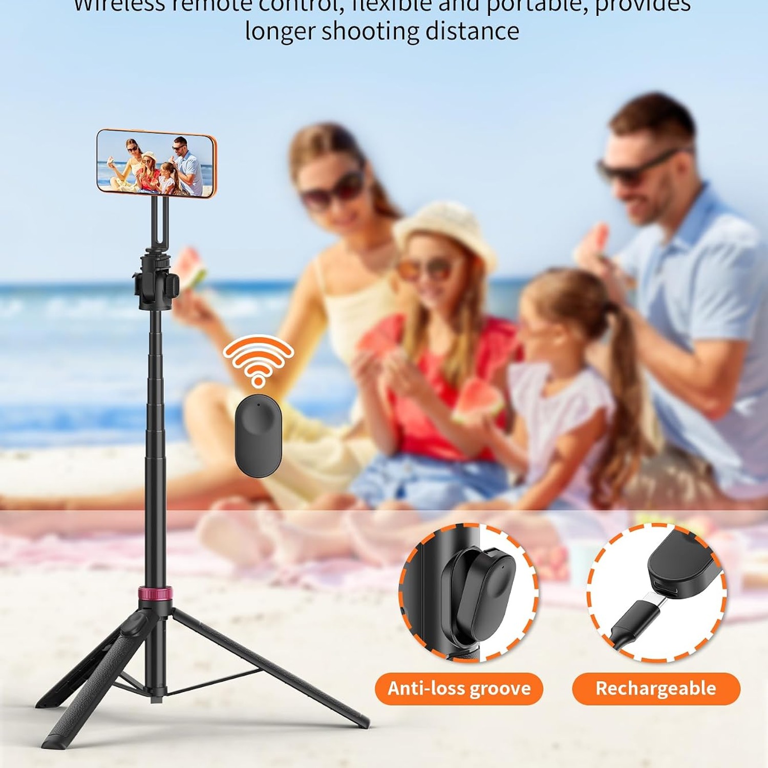 Magnetic Phone Tripod and Selfie Stick 175cm with Wireless Remote: image 6