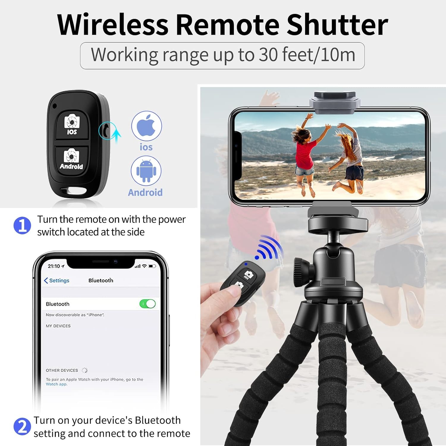 Aureday Mini Phone Tripod with Wireless Remote