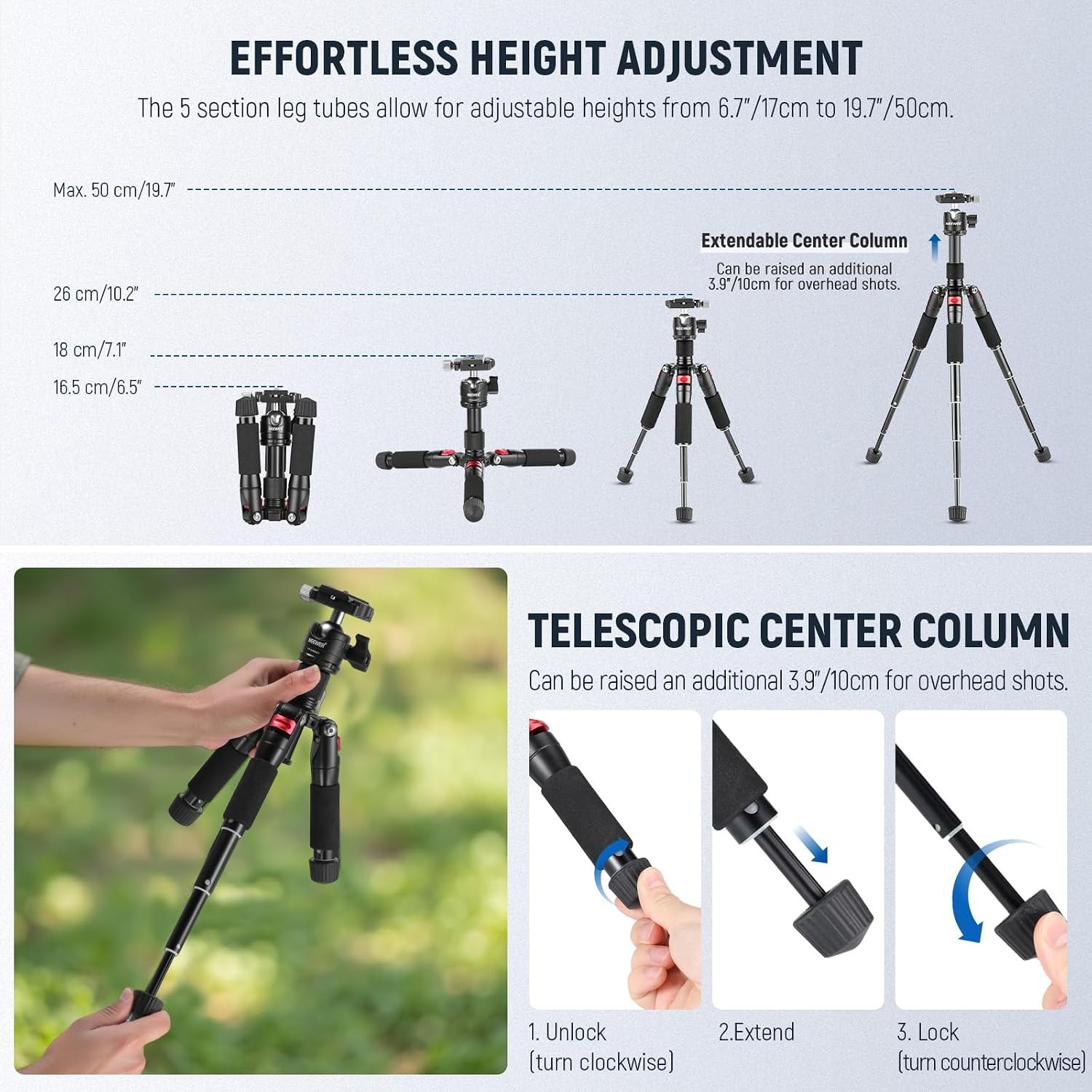 Mini Tabletop Tripod 50cm with 360 Degree Ball Head