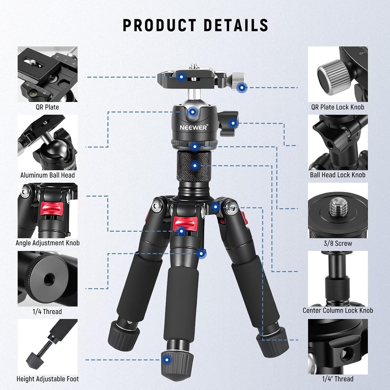 Mini Tabletop Tripod 50cm with 360 Degree Ball Head