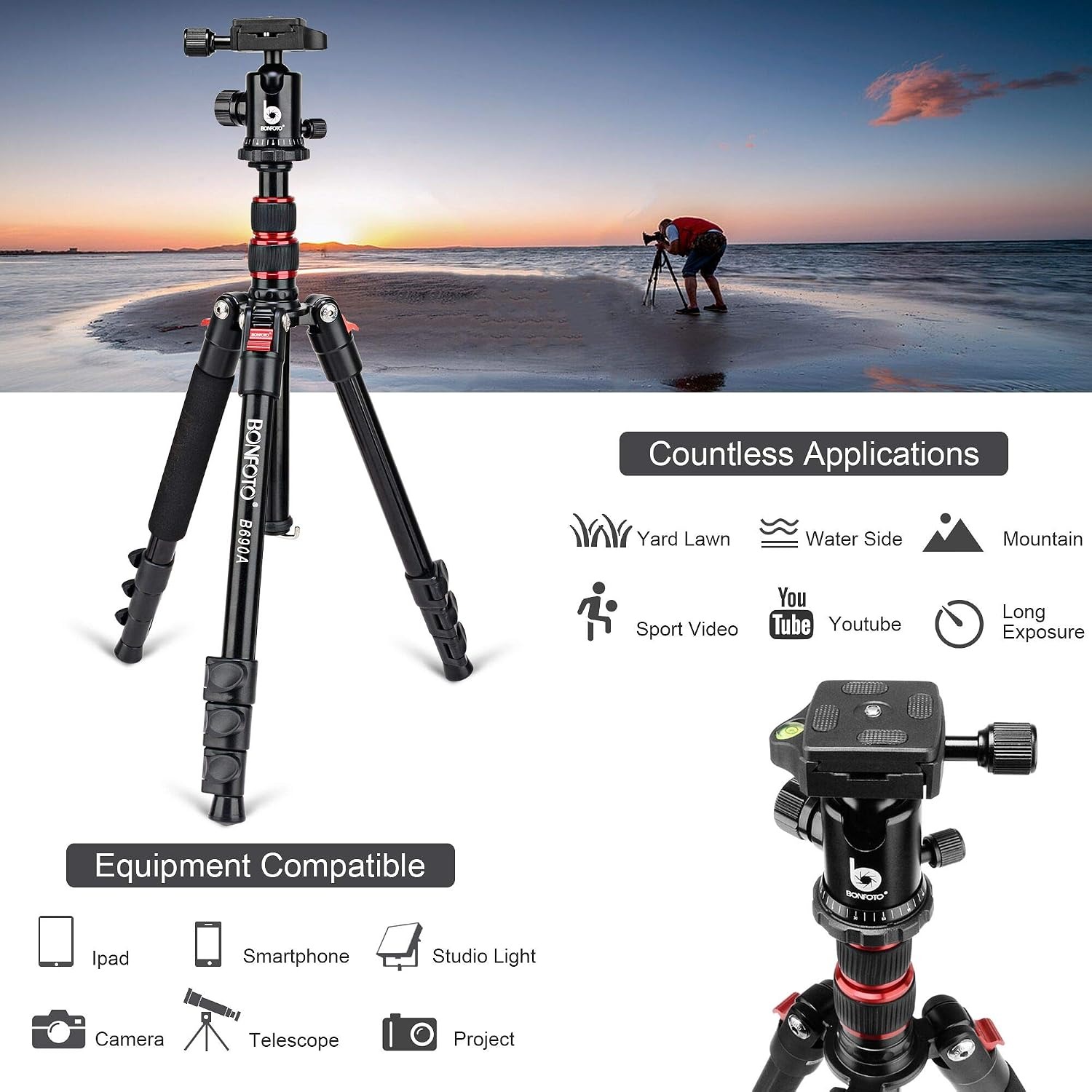 BONFOTO B690A Travel Camera Tripod: image 3