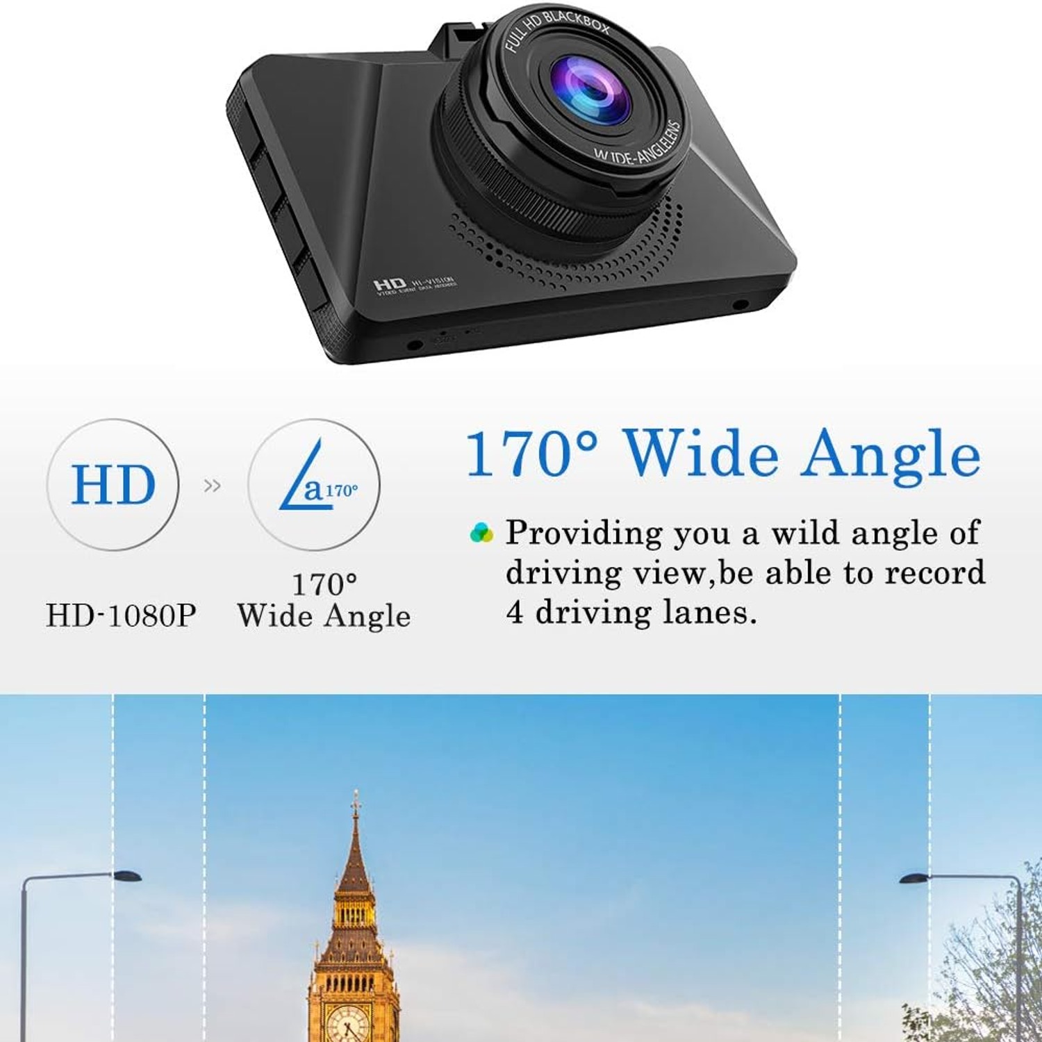 CHORTAU 1080p Front Dash Cam with 3-Inch Screen: image 2