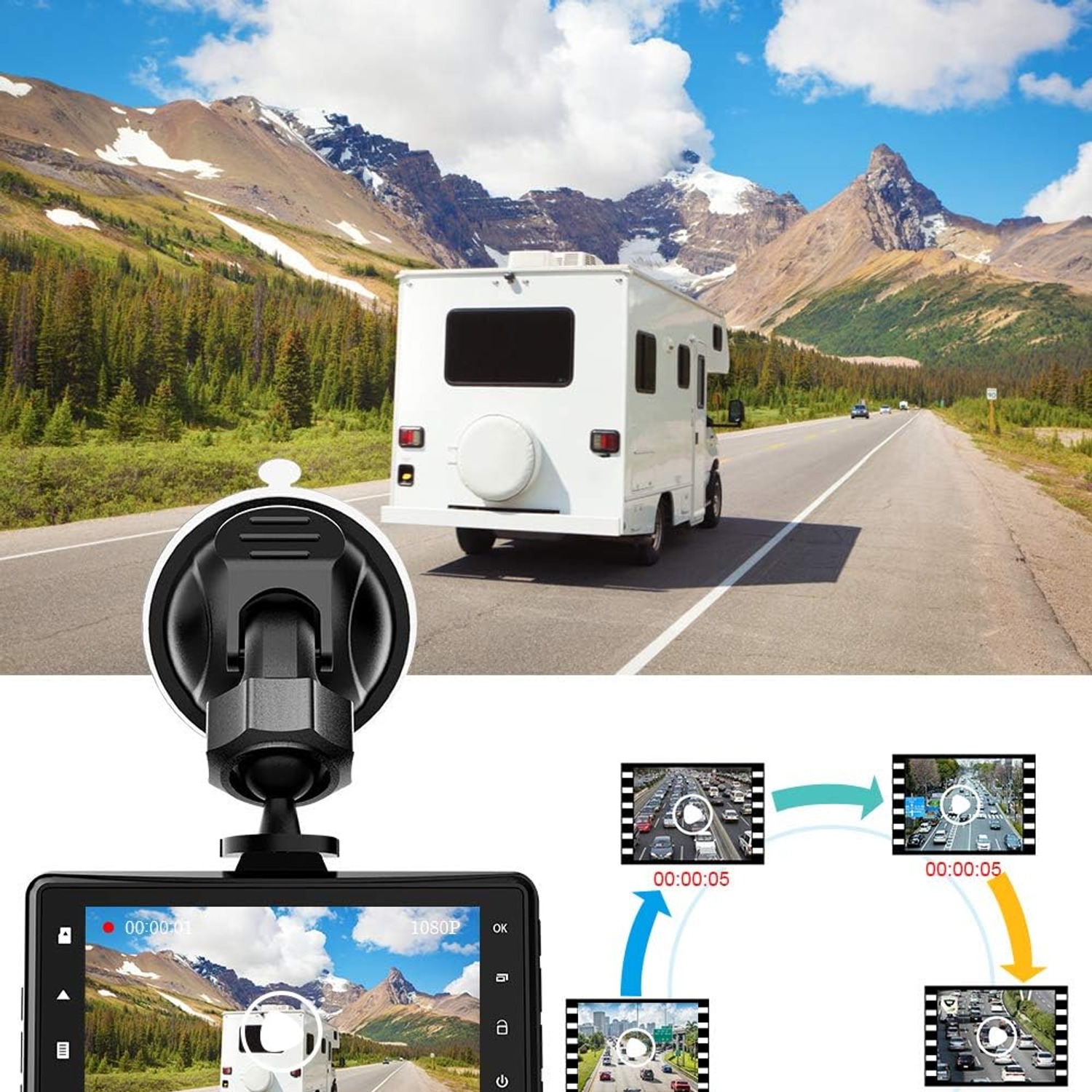 CHORTAU 1080p Front Dash Cam with 3-Inch Screen: image 6