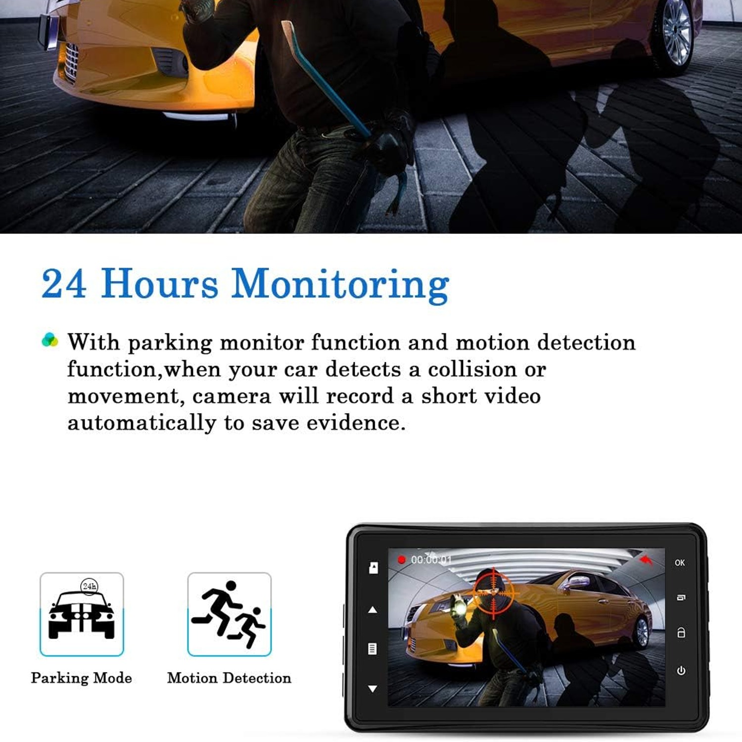 CHORTAU 1080p Front Dash Cam with 3-Inch Screen: image 7