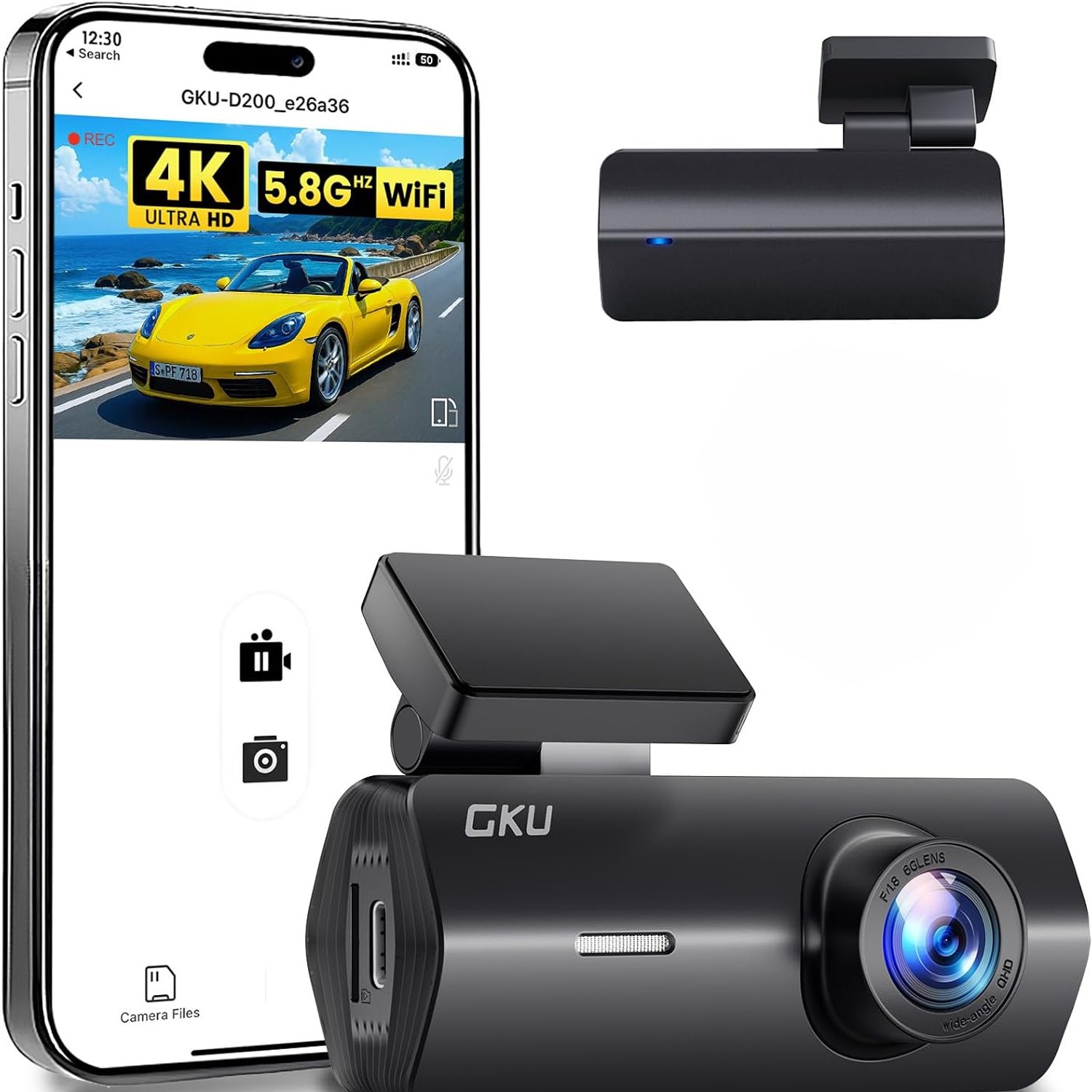 GKU D200 4K Front Dash Cam with Built-In WiFi: image 1