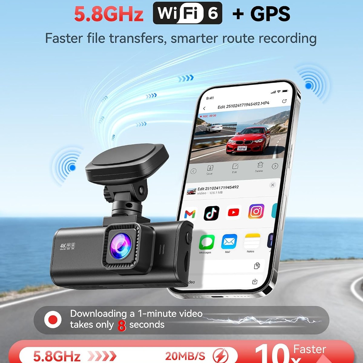 REDTIGER F7N 4K Dual Dash Cam with WiFi, GPS and 64GB Card: image 2