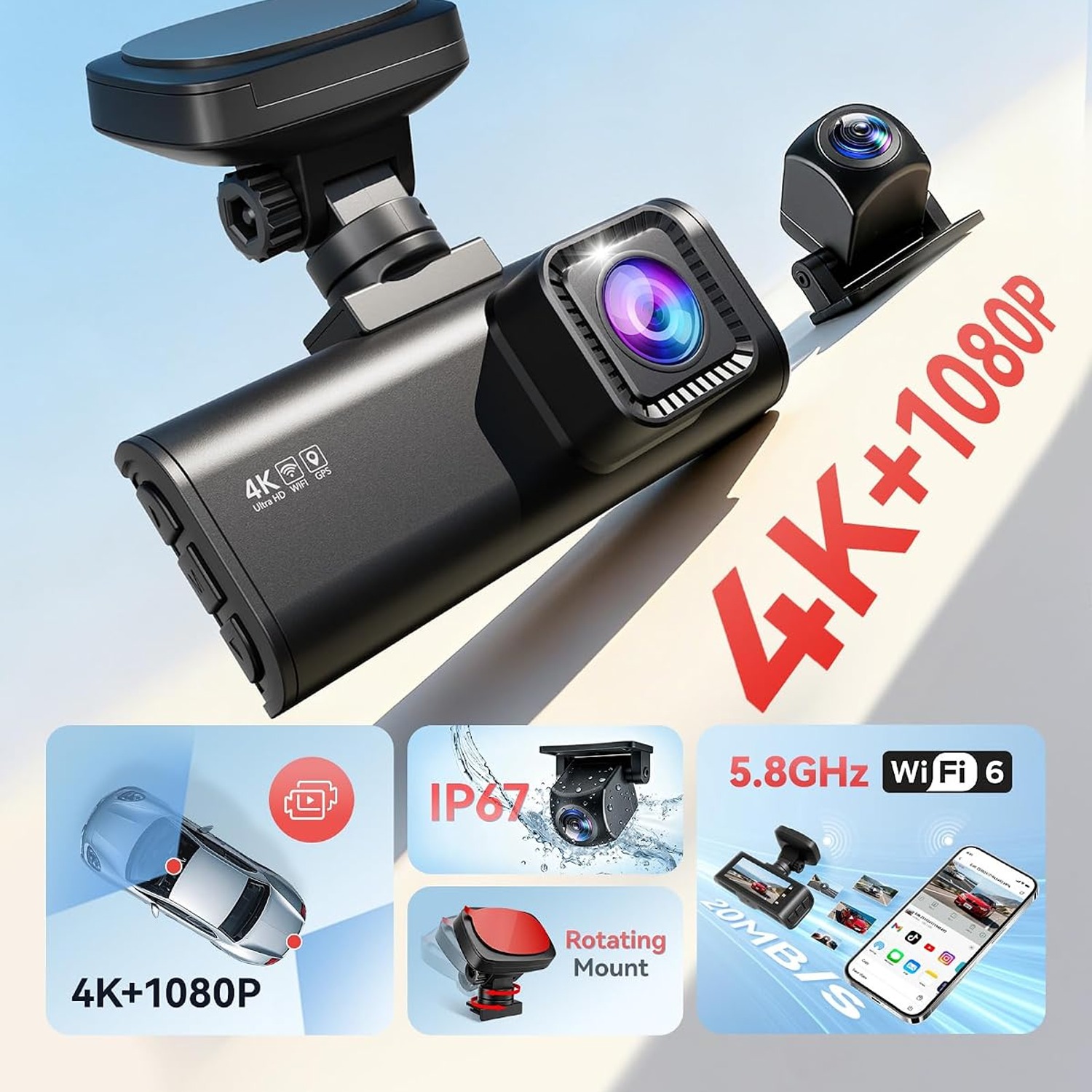 REDTIGER F7N 4K Dual Dash Cam with WiFi, GPS and 64GB Card: image 5