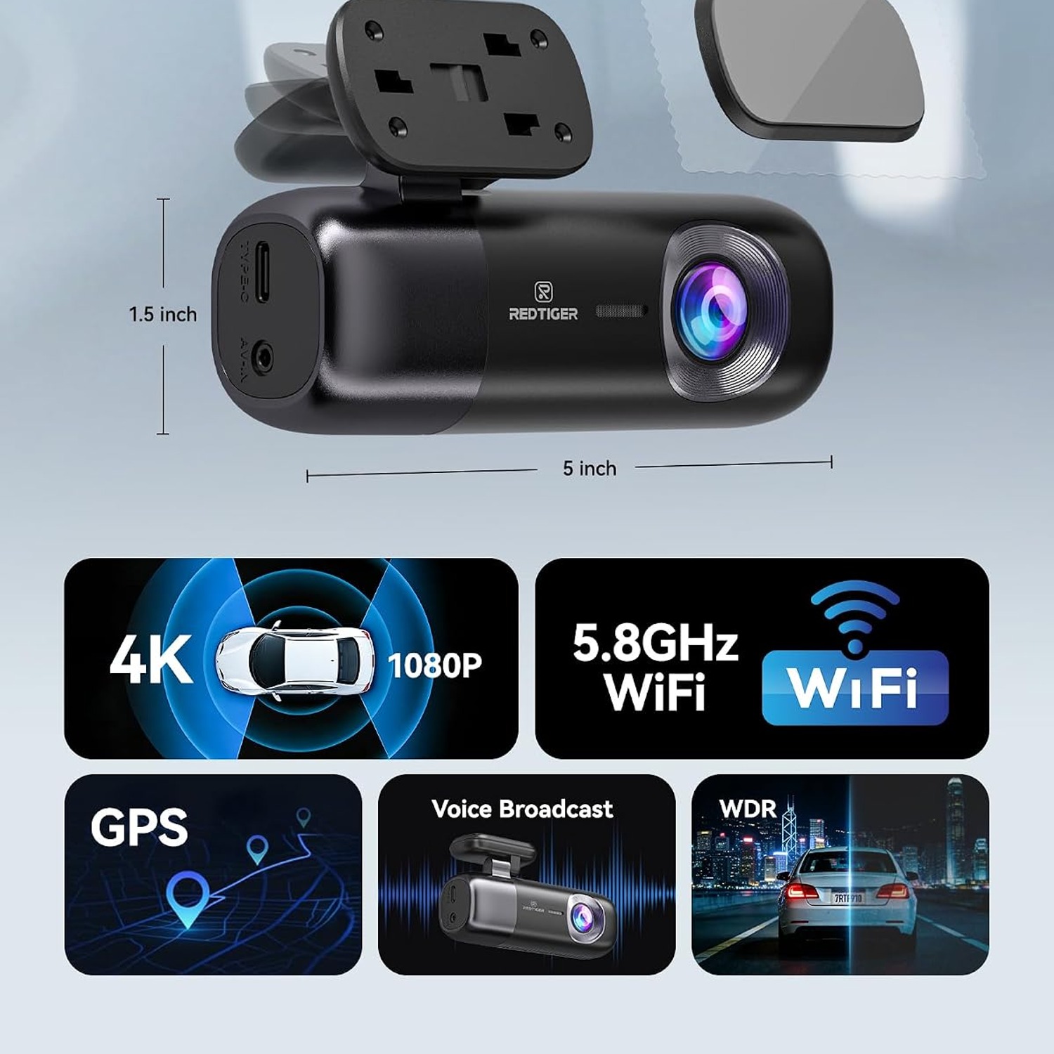 REDTIGER F9 4K Front and Rear Dash Cam with WiFi App Control: image 2
