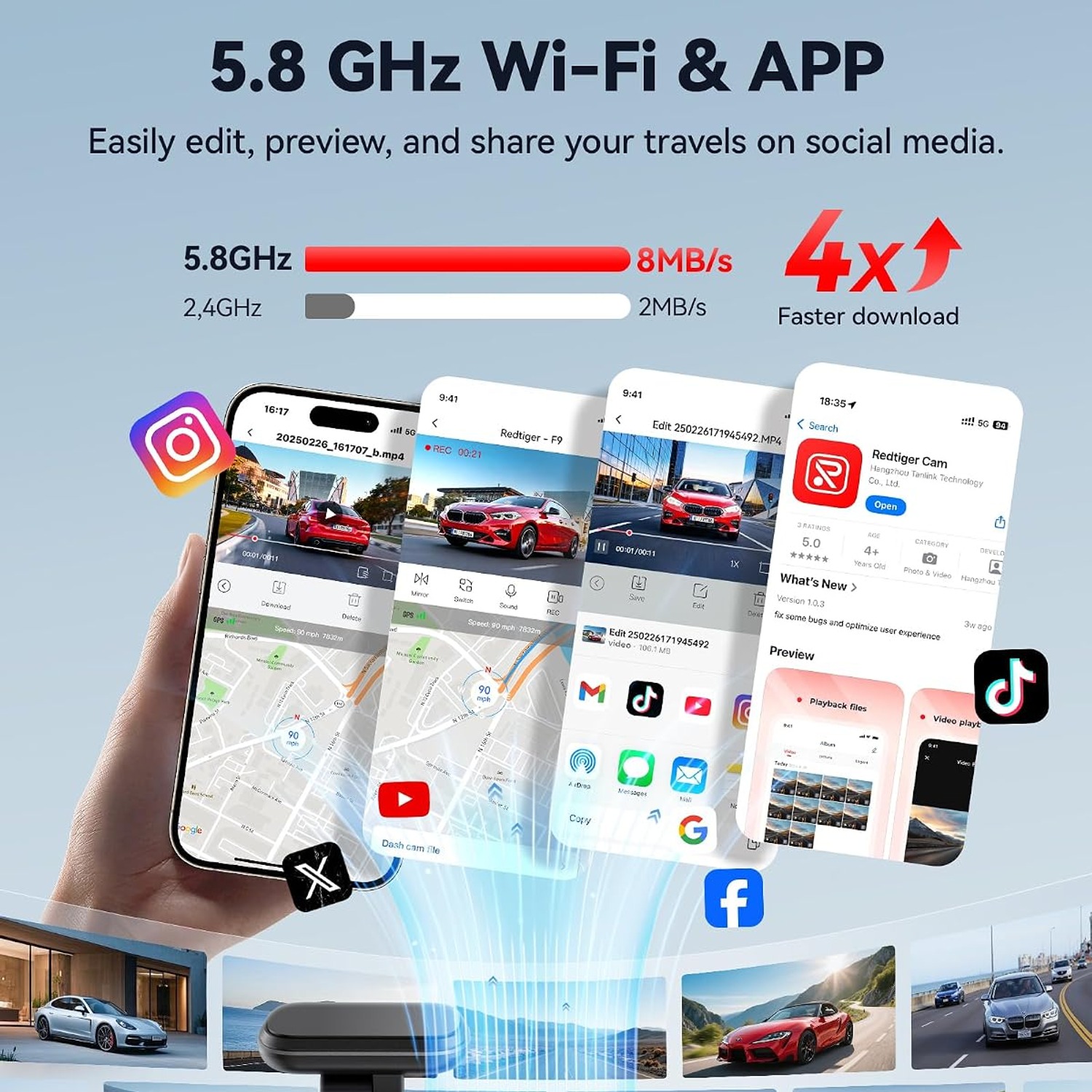 REDTIGER F9 4K Front and Rear Dash Cam with WiFi App Control: image 3
