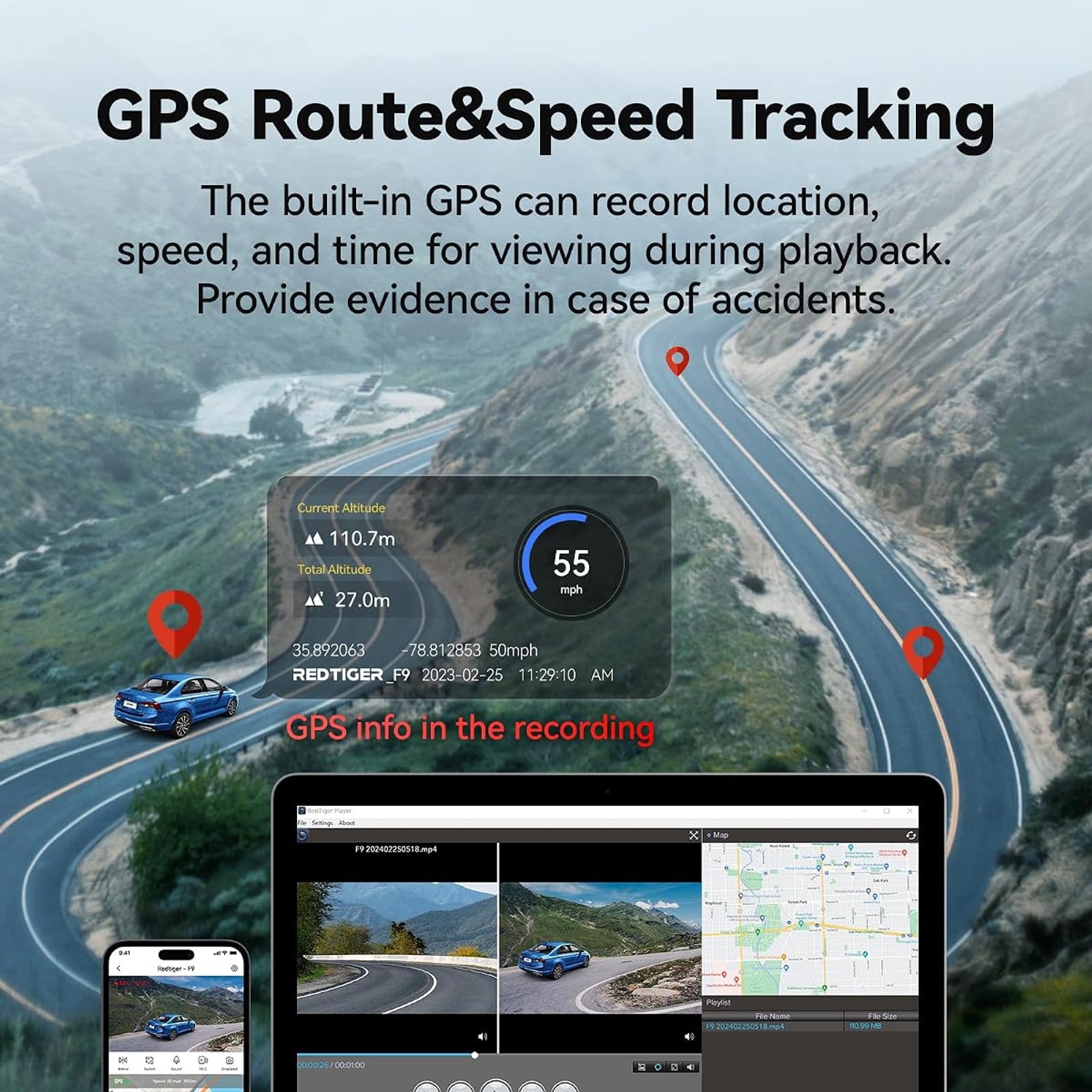 REDTIGER F9 4K Front and Rear Dash Cam with WiFi App Control: image 4