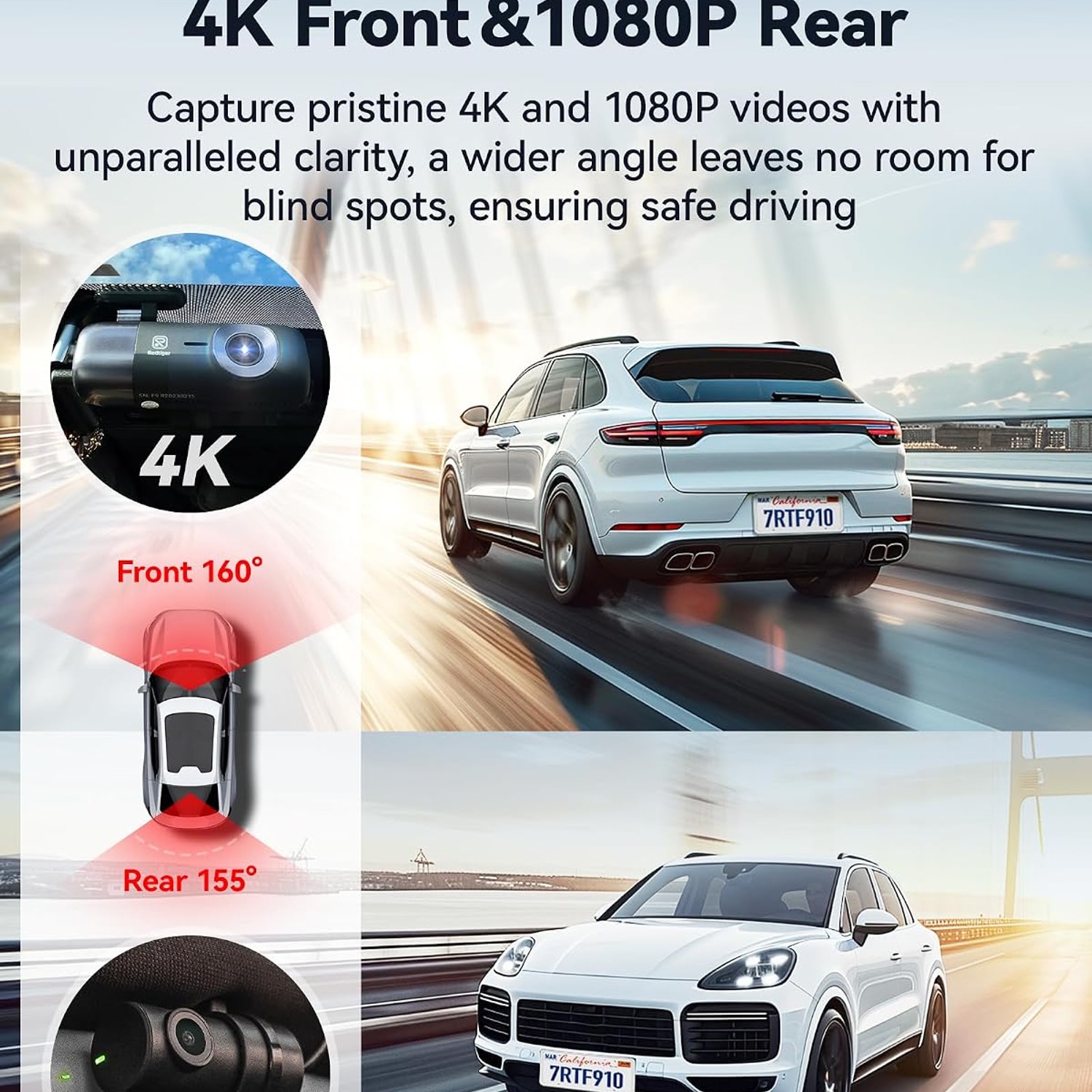REDTIGER F9 4K Front and Rear Dash Cam with WiFi App Control: image 5