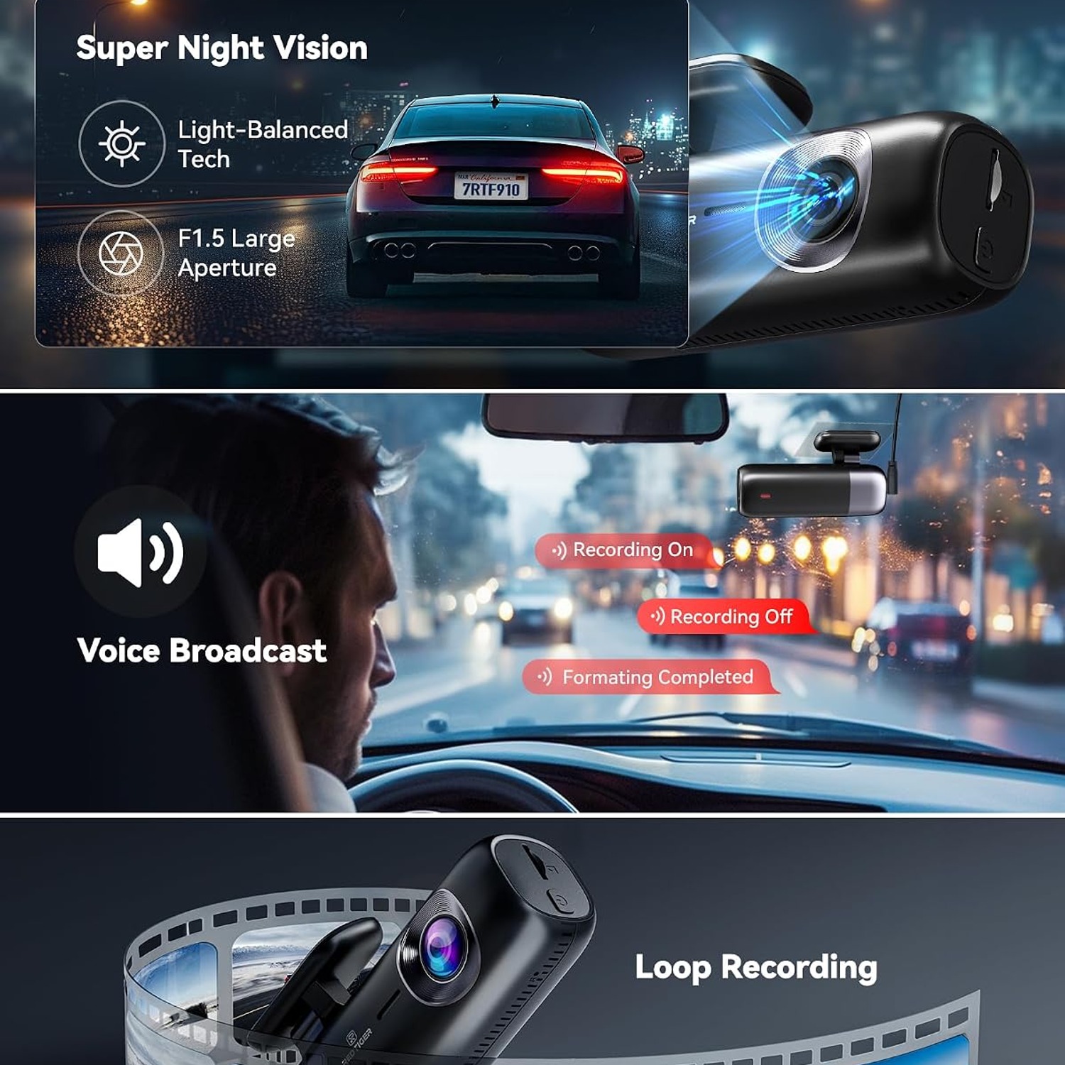 REDTIGER F9 4K Front and Rear Dash Cam with WiFi App Control: image 6