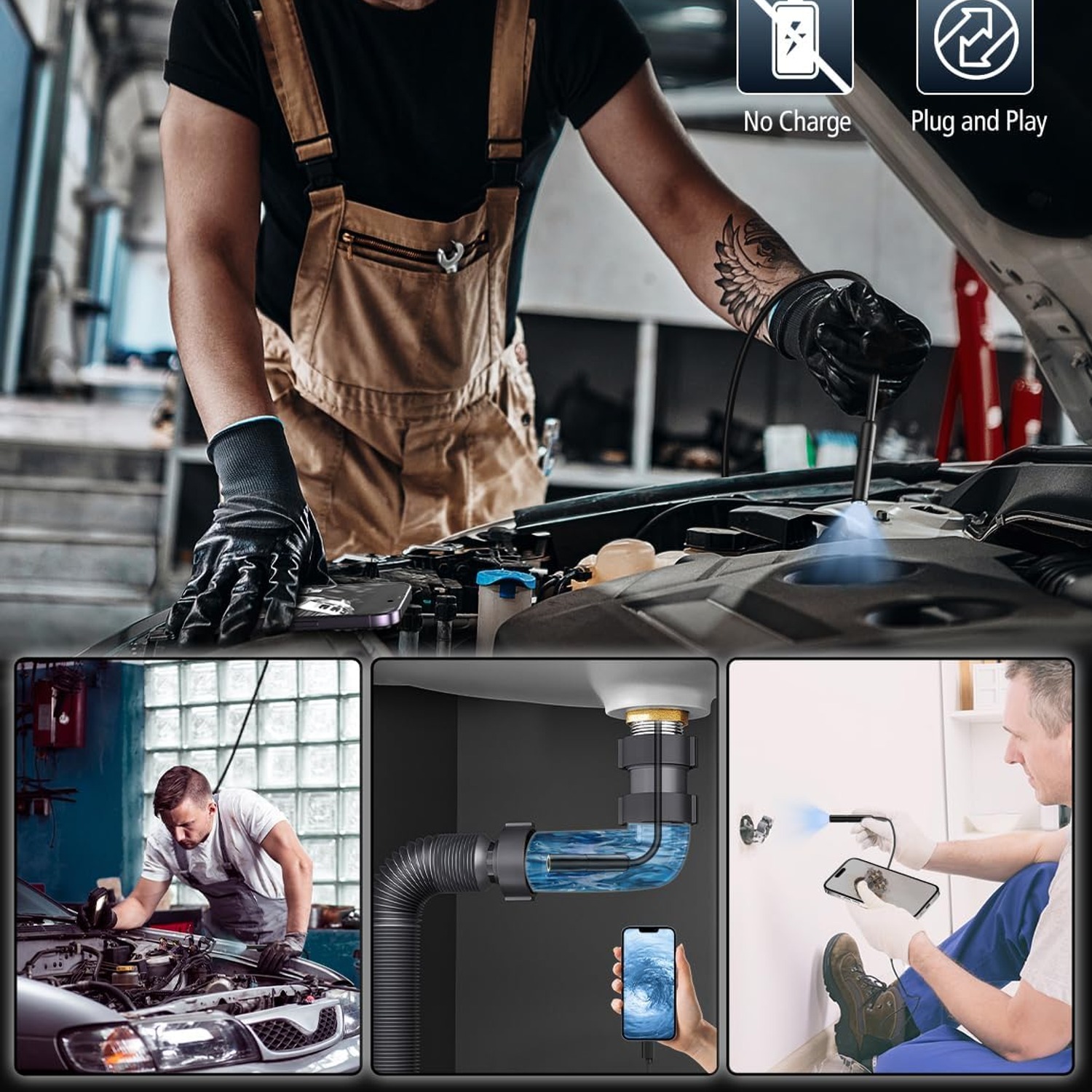 Ferdiiz 1920P Endoscope Inspection Camera with 5m Semi-Rigid Cable: image 7