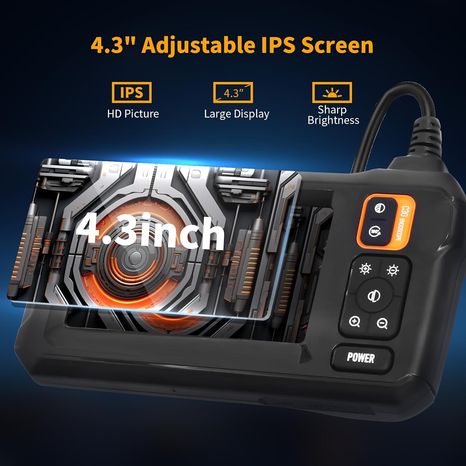 KozyOne 10m Industrial Endoscope Inspection Camera with 4.3" Screen: image 3