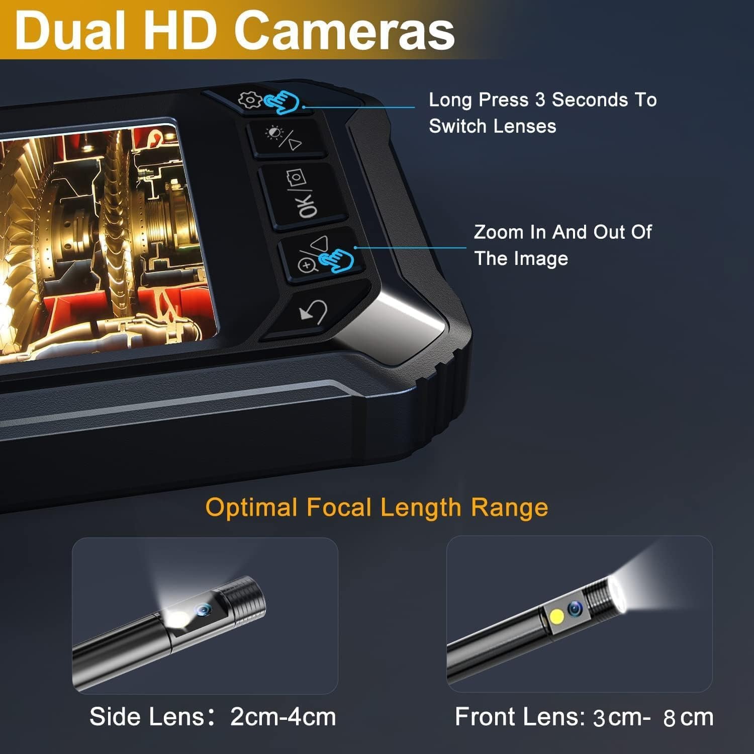 Koreal Dual Lens Inspection Camera with 5 Inch Screen