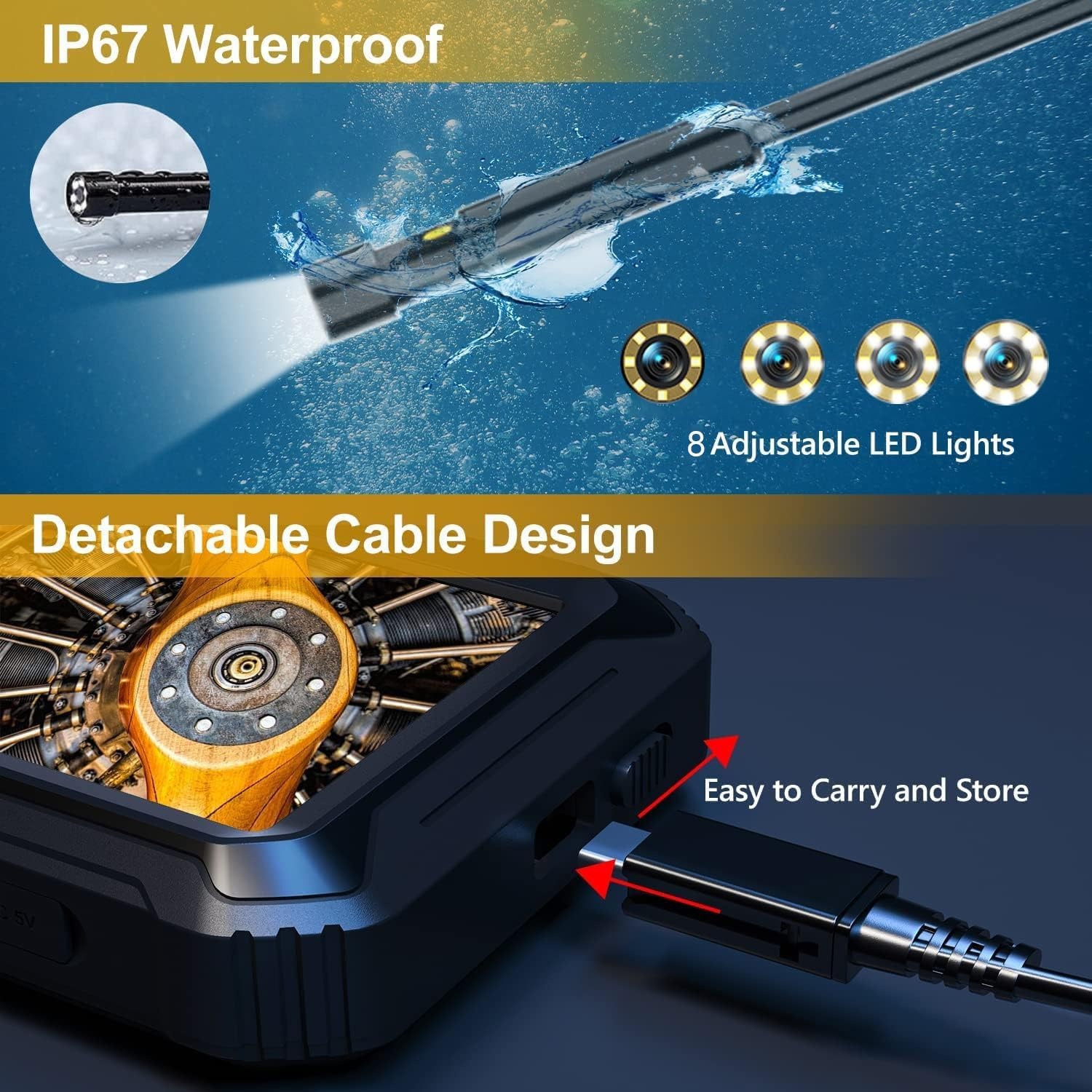 Koreal Dual Lens Inspection Camera with 5 Inch Screen