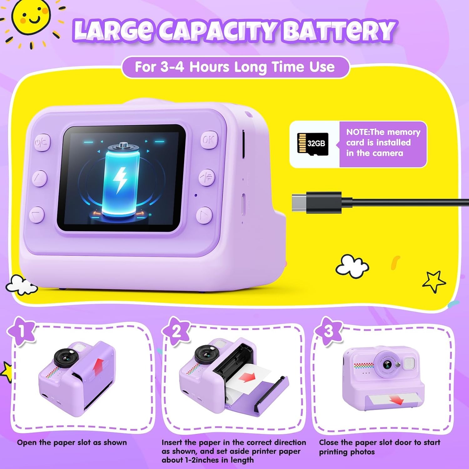 Kids Instant Print Camera with 32GB Card and Print Paper: image 7