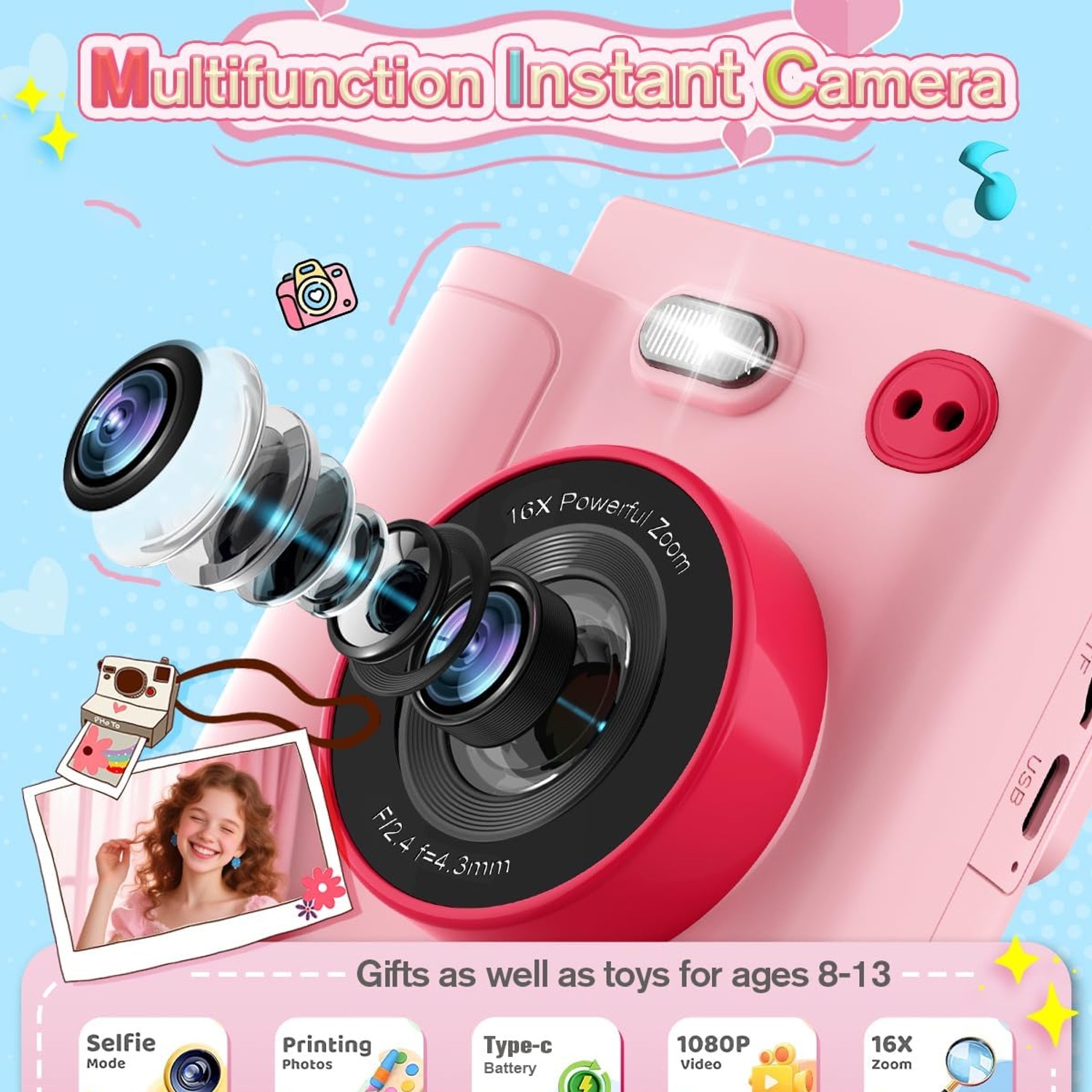 Kids Instant Print Camera with 1080p Video: image 2