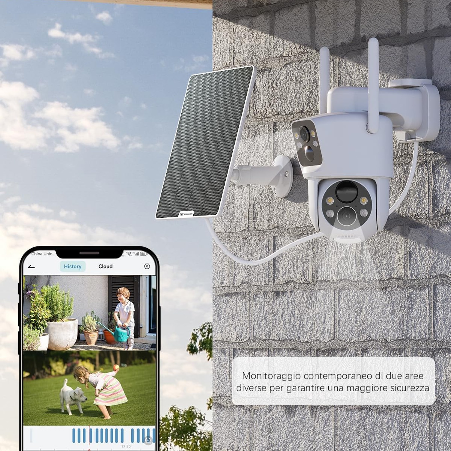 Dual Lens Outdoor Security Camera with Solar Panel: image 2