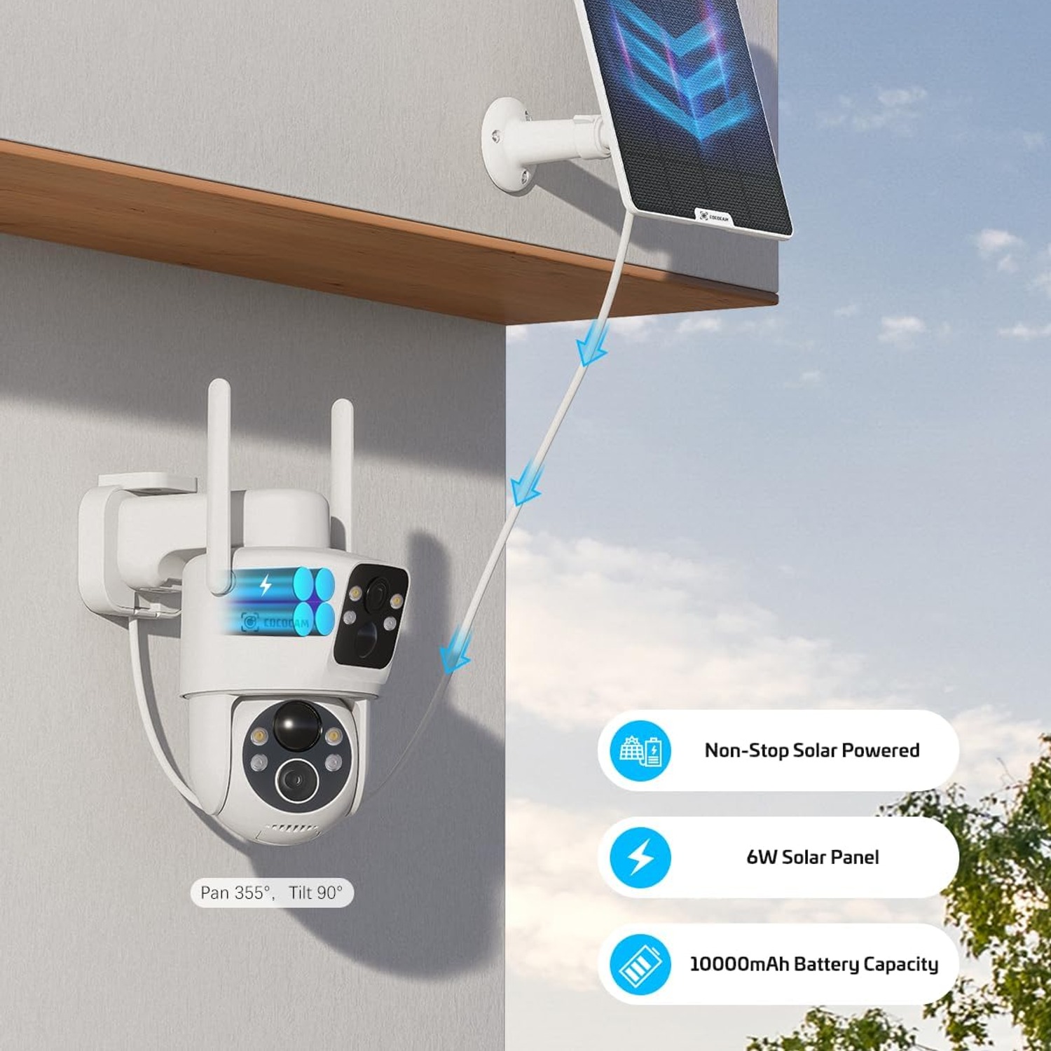Dual Lens Outdoor Security Camera with Solar Panel: image 4