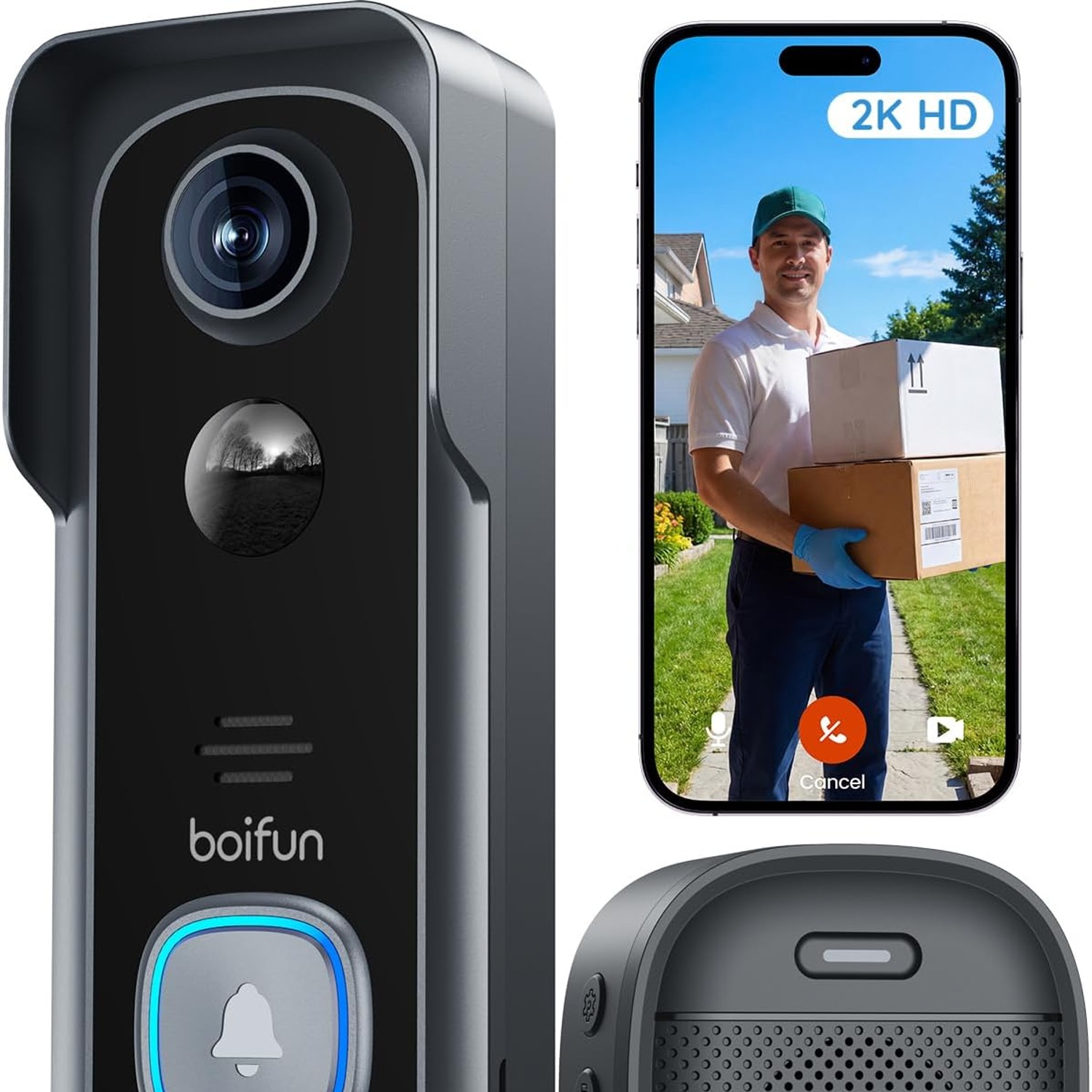 2K Wireless Video Doorbell Camera with Human Detection: image 1