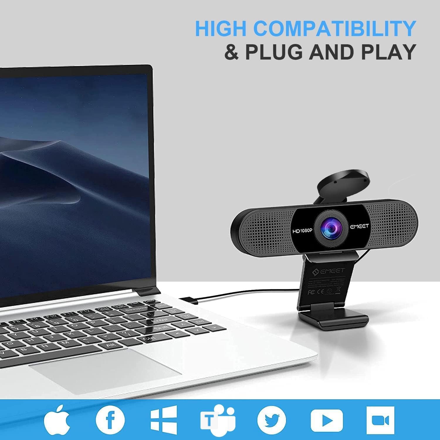eMeet C960 1080p Webcam with Dual Noise-Cancelling Microphones: image 7